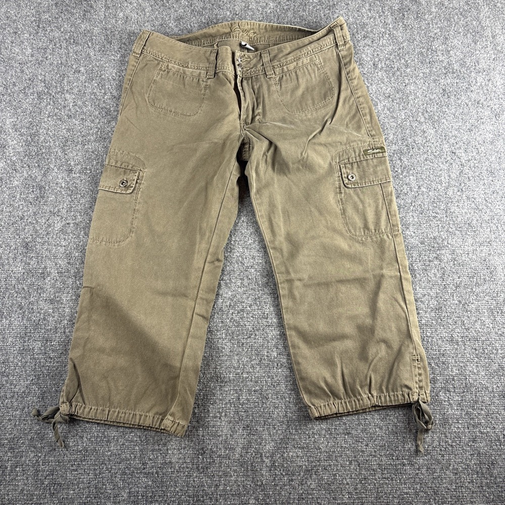 Vintage Y2K Silver Jeans Co. Panama Cargo Capri Pants Khaki Green Size 30